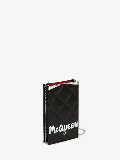 Alexander McQueen Women's McQueen Graffiti Phone Case With Chain in Black/white outlook