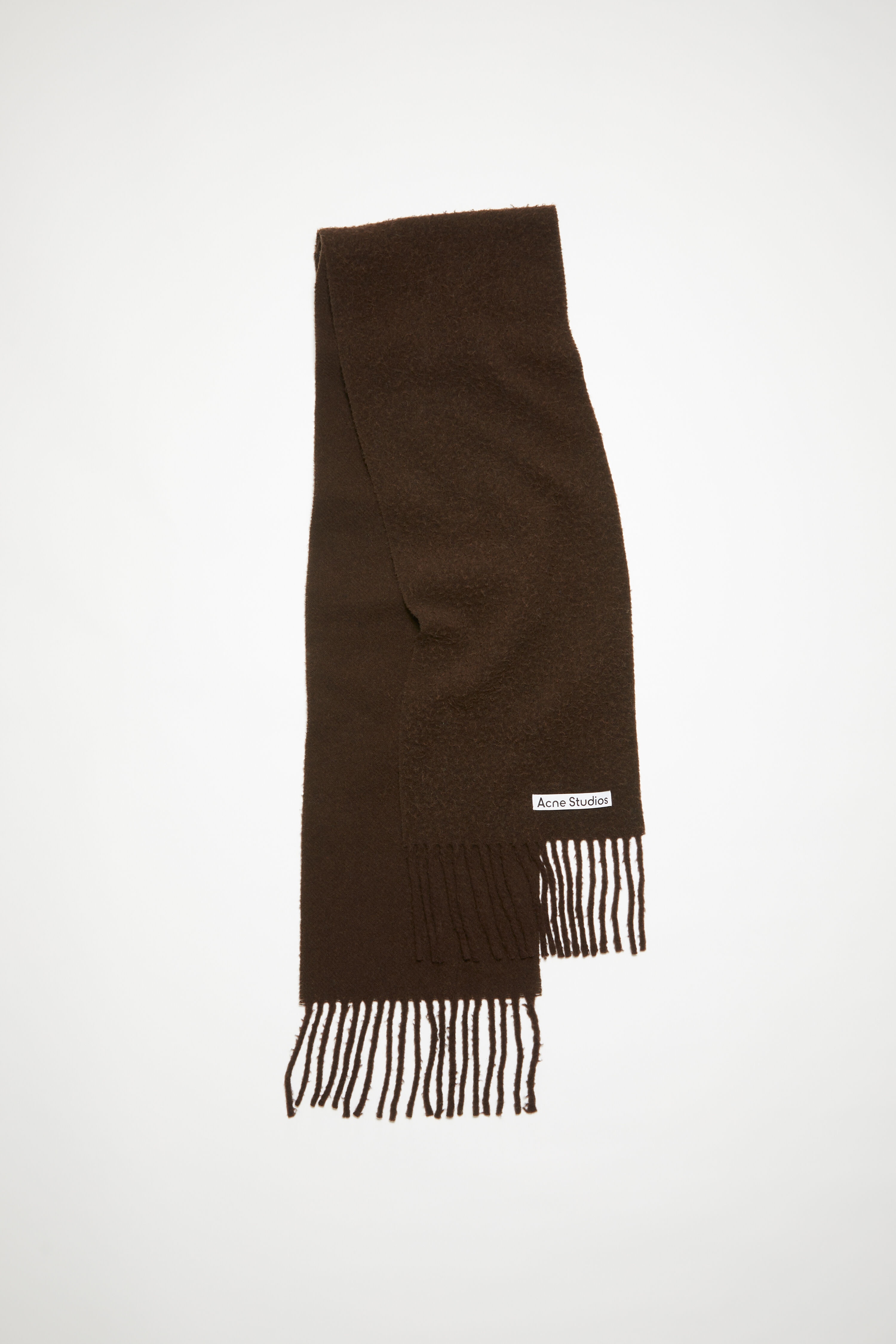 Wool fringe scarf - Chocolate brown - 1