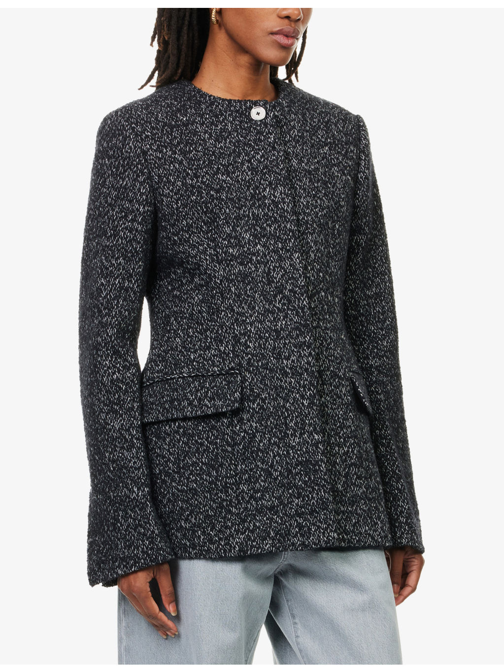 Collarless Cinched Wool-Blend Jacket - 3