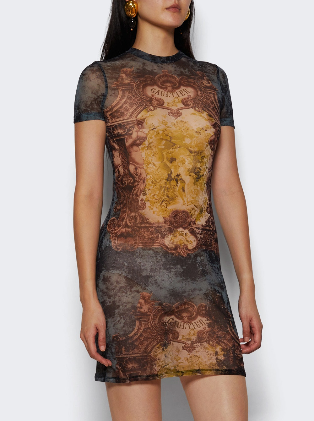 Mesh Short Dress Médaillon Print - 2