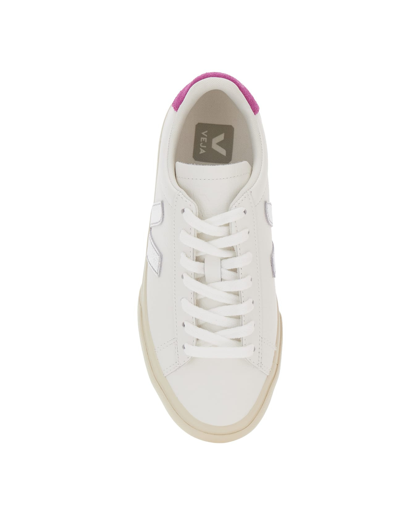 'campo' White Low Top Sneakers With Contrasting Heel With Logo Lettering And Logo Patch On The Side  - 4