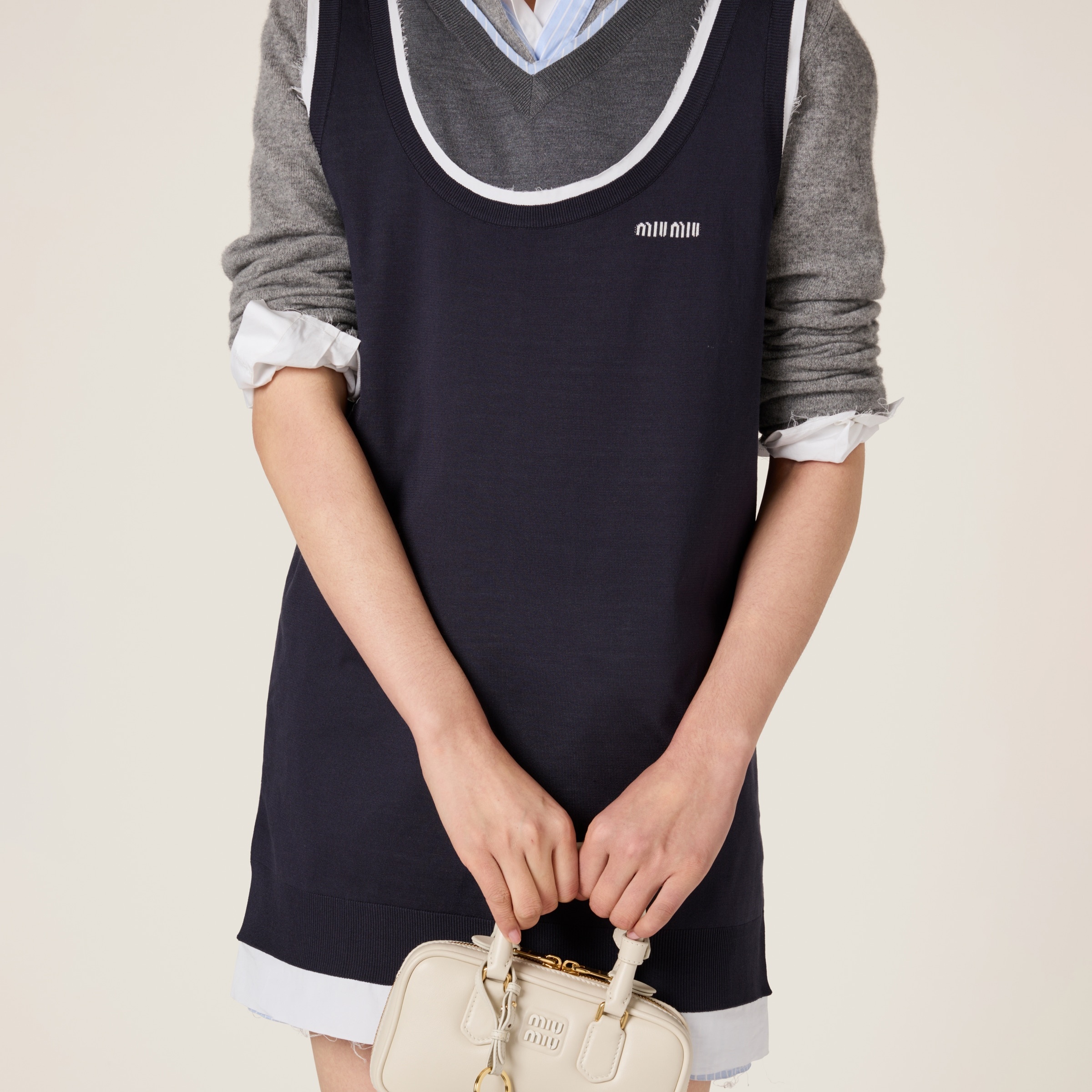 Knit and poplin mini-dress - 4