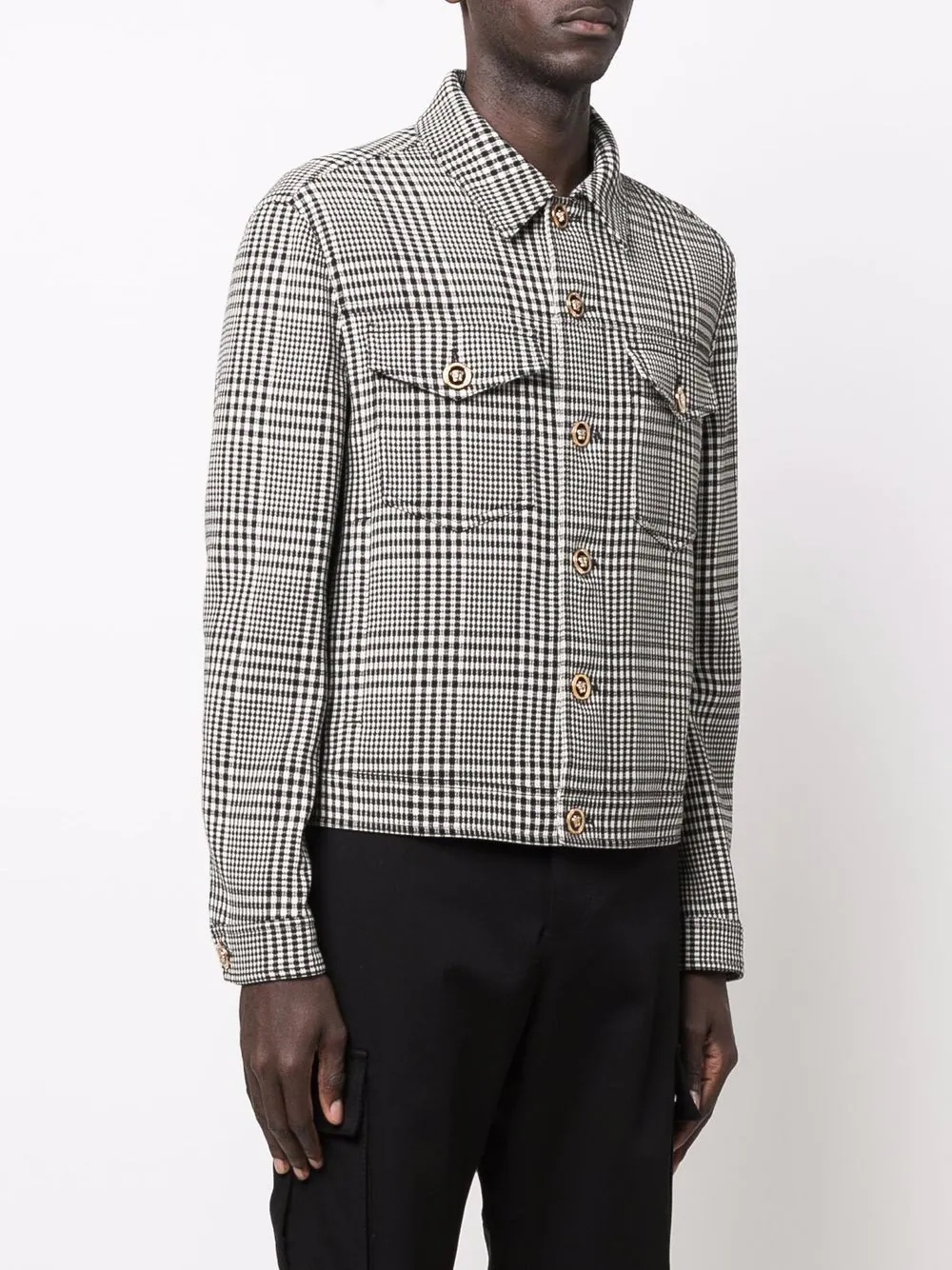 gingham check-pattern shirt jacket - 3