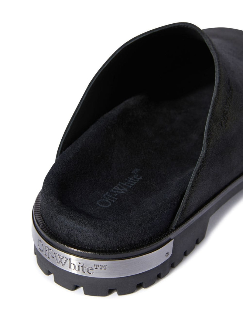 metal-logo suede clogs 5