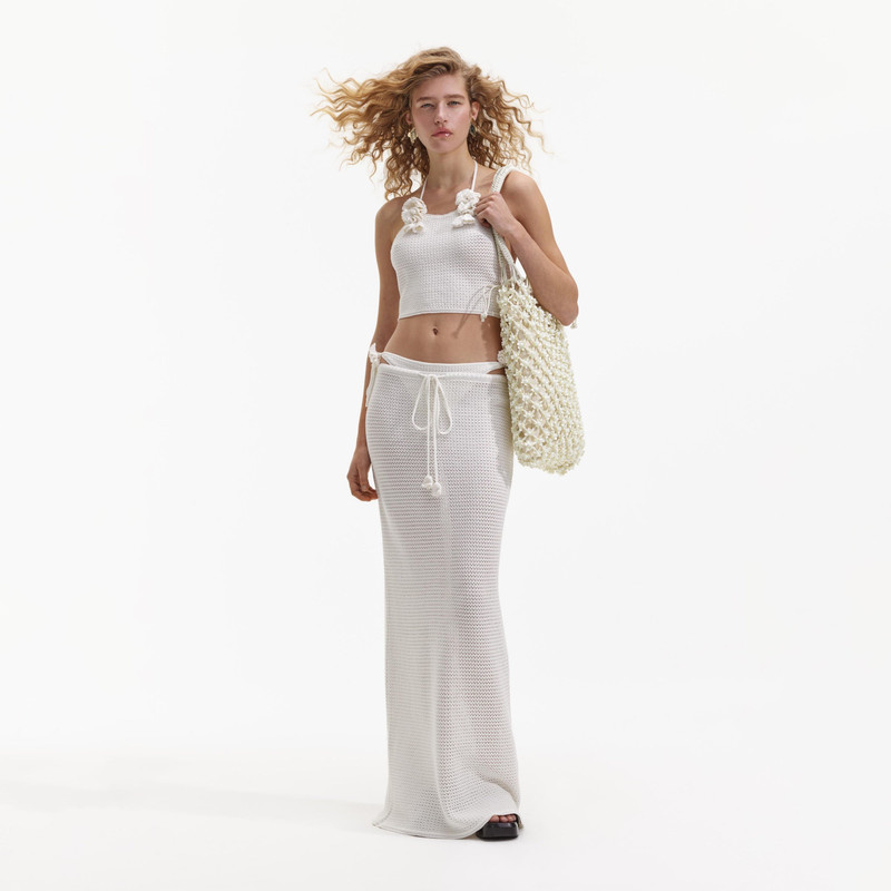 White Crochet Maxi Skirt 1