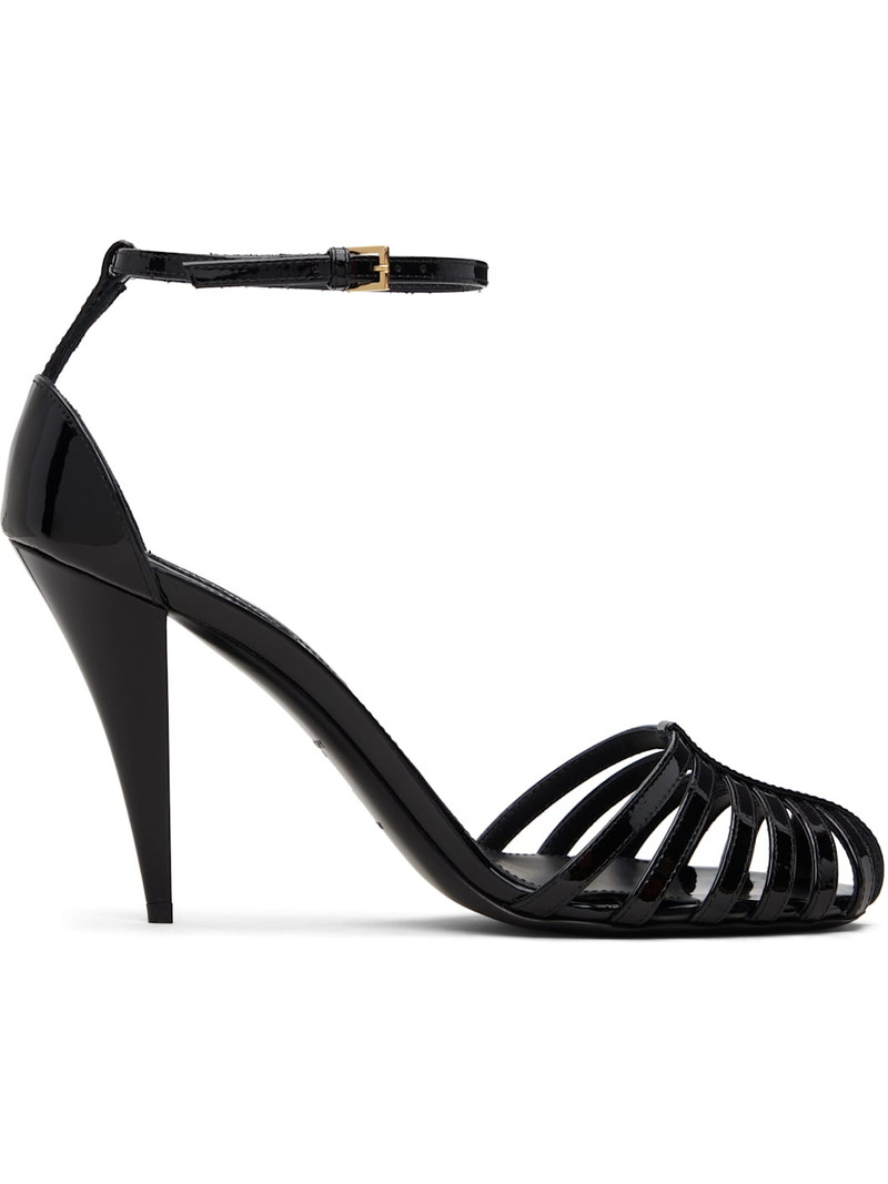 Black Cage Heeled Sandals 1