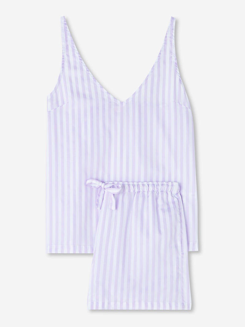 Women's Short Cami Pyjamas Capri 19 Cotton Lilac - 1