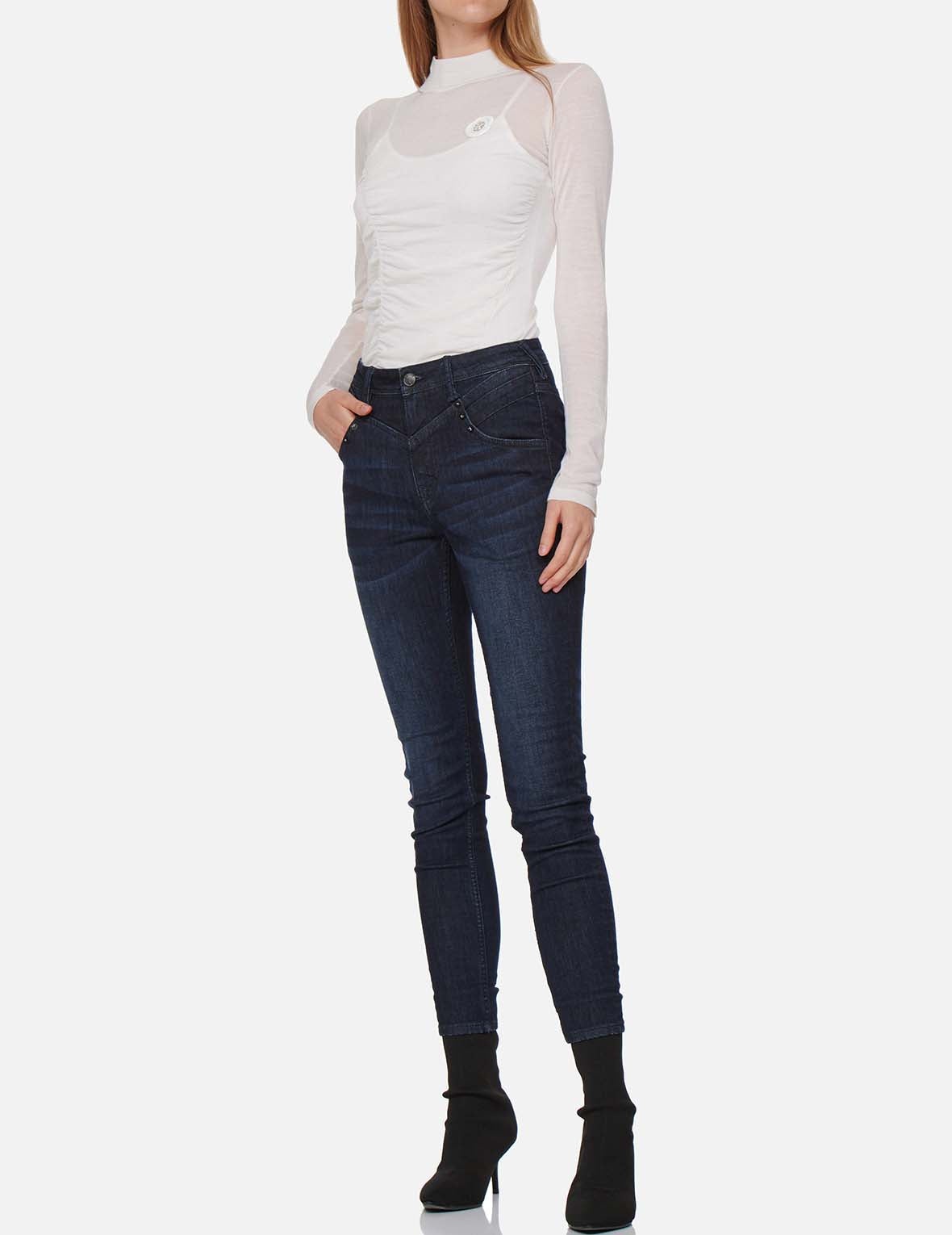 Ruched Front High Neck Knit Top - 5