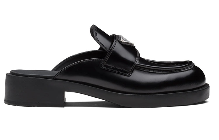 (WMNS) PRADA Chocolate Brushed Leather Mules 'Black' 1D652M_055_F0002_F_040 - 2
