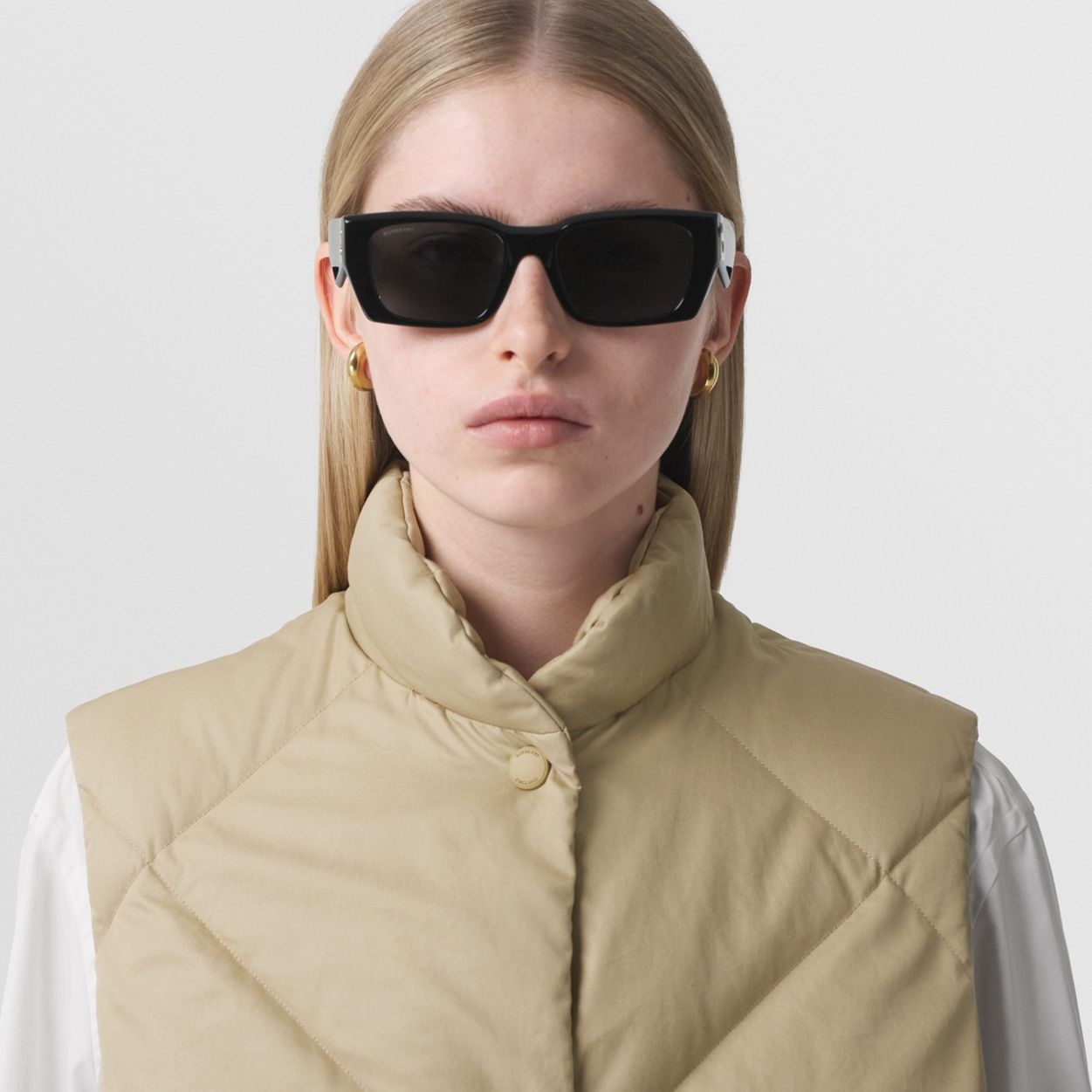 Quilted Cotton Gabardine Funnel Neck Gilet - 3