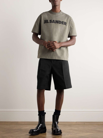 Jil Sander Wide-Leg Pleated Cotton-Canvas Shorts outlook