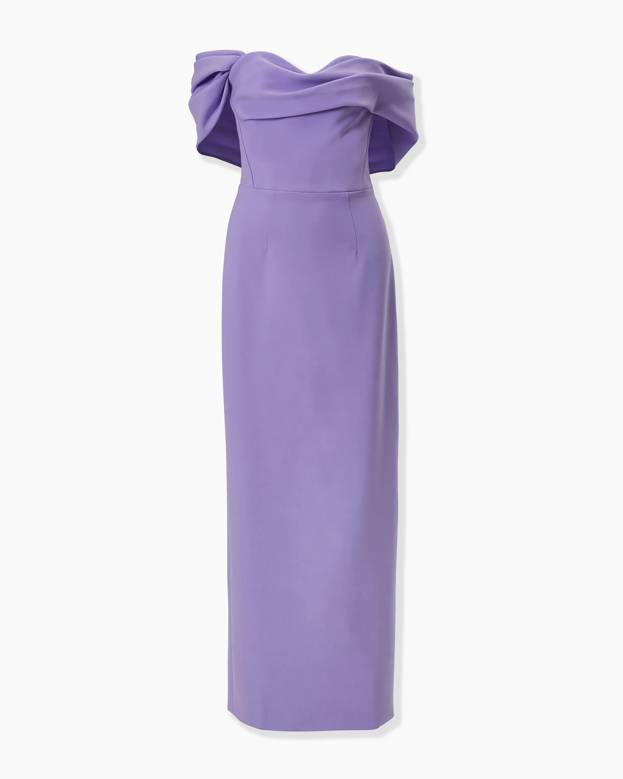 Draped Off-Shoulder Column Gown - 1