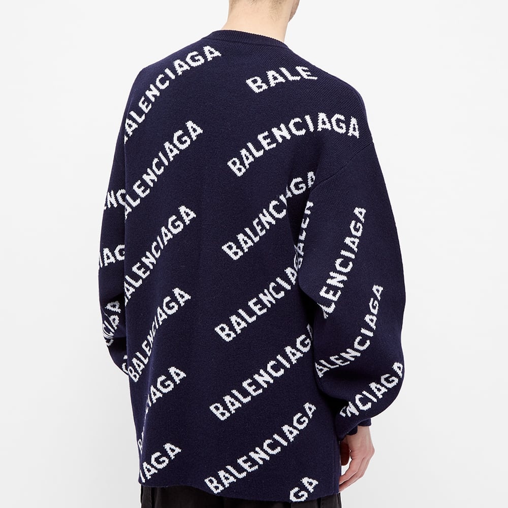 Balenciaga All Over Logo Intarsia Crew Knit - 6