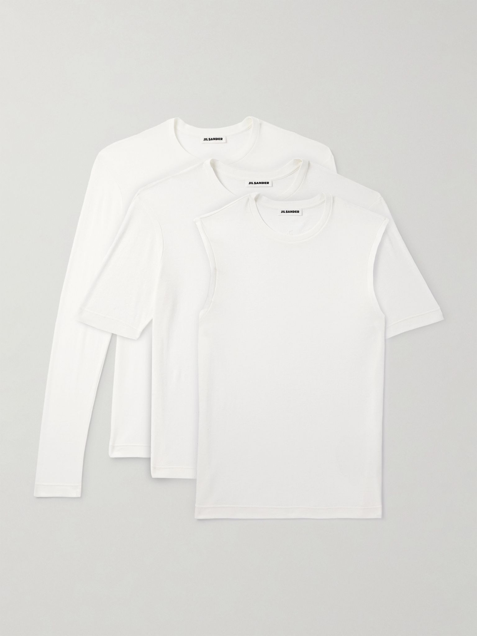 Pack of Three Slim-Fit Logo-Embroidered Cotton-Jersey Tops White - 1