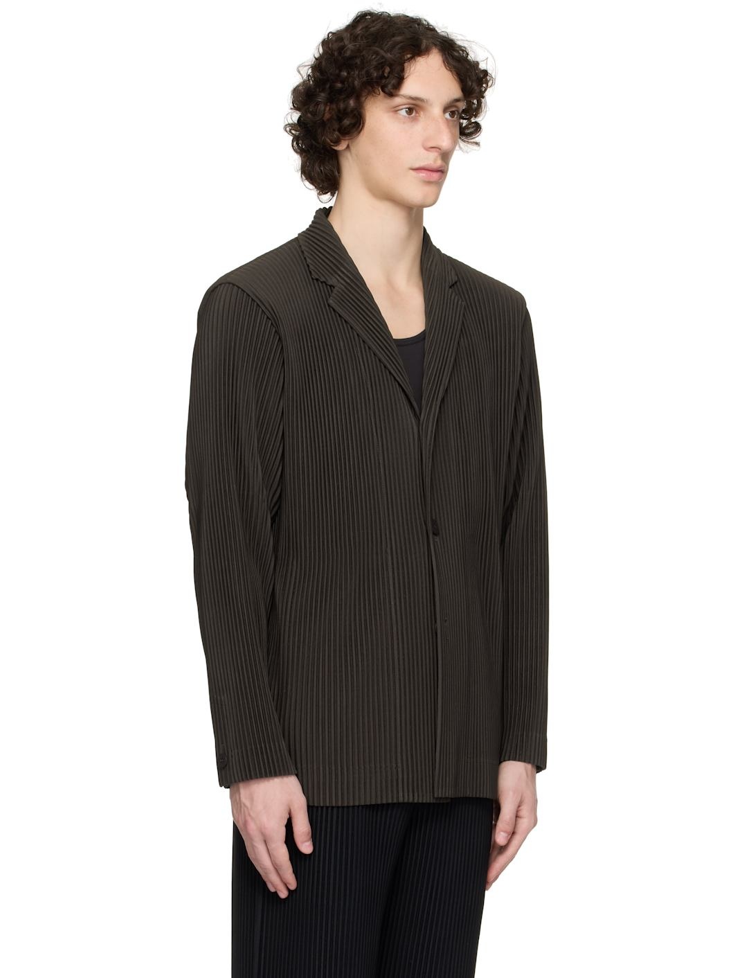 Brown Tailored Pleats 2 Blazer - 2