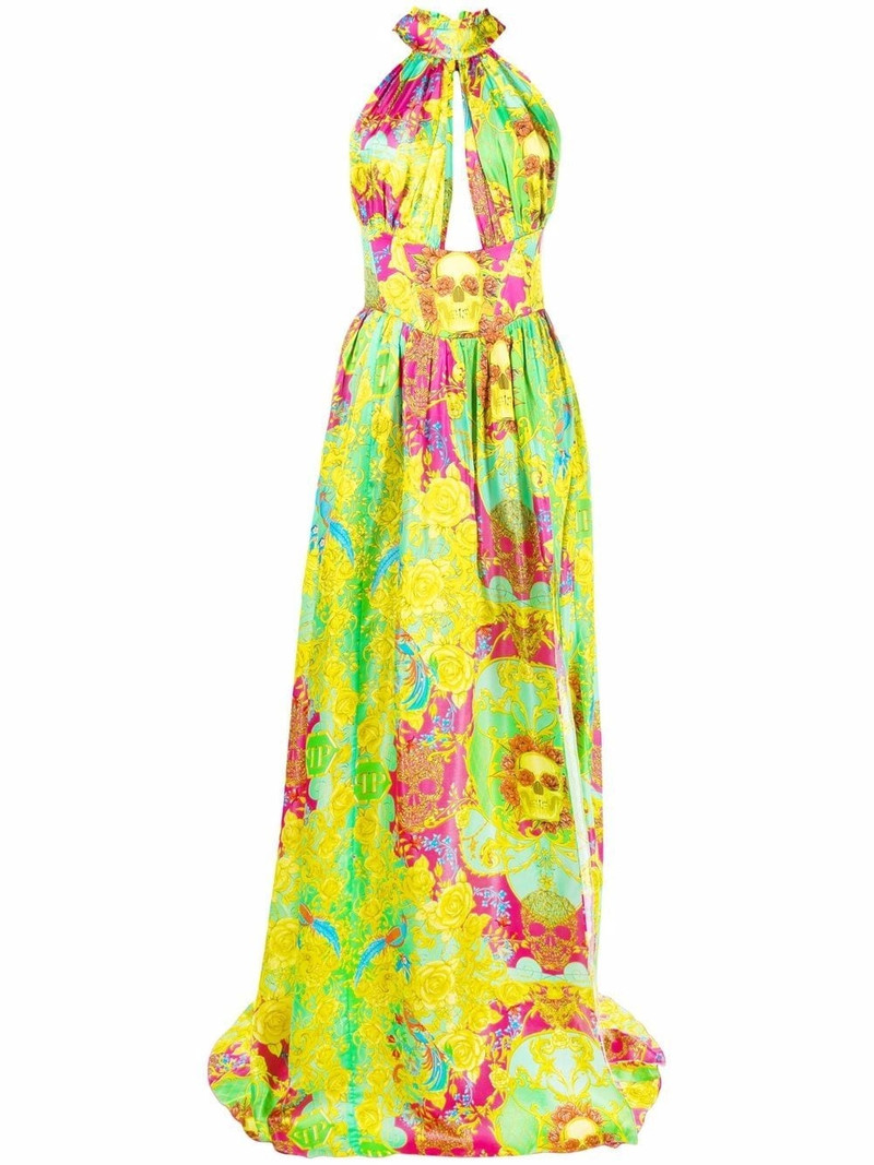 New Baroque-print silk maxi dress 1