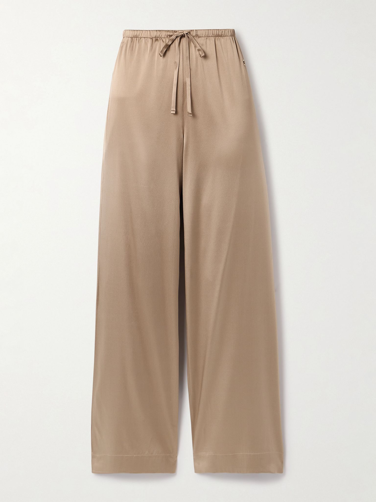 Brody silk-blend satin wide-leg pants Camel - 1