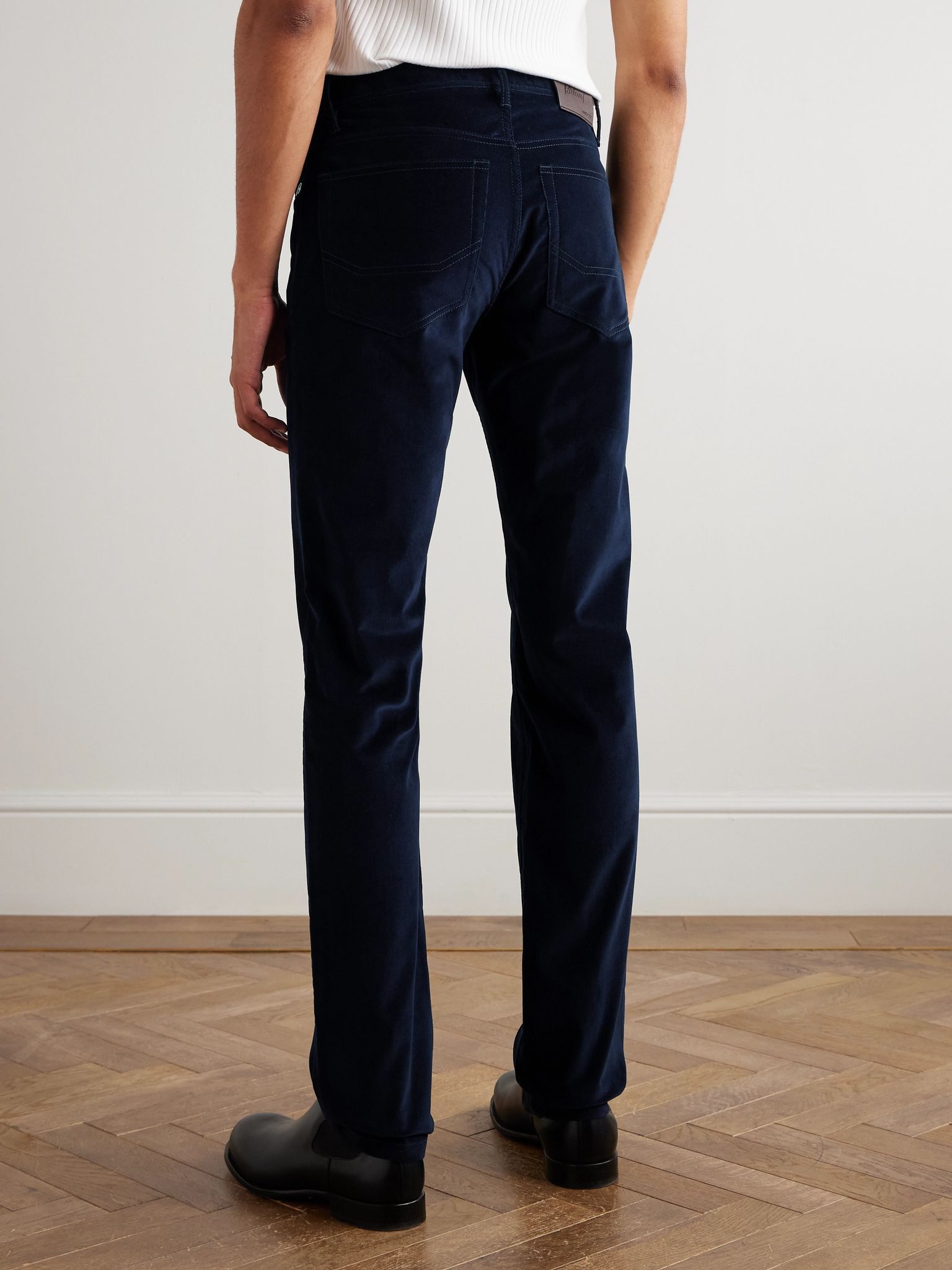 Meribel Slim-Fit Tapered Cotton-Blend Corduroy Trousers Navy - 4