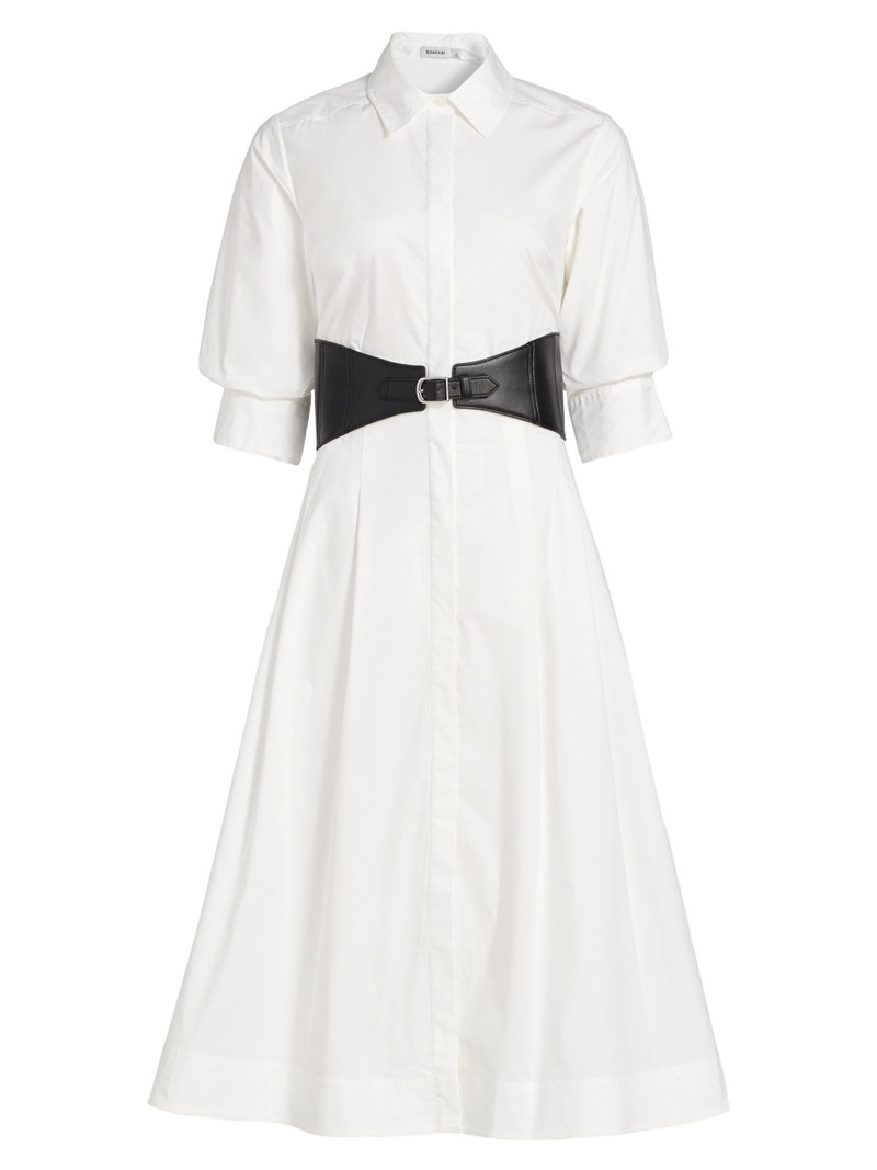 Women's Olson Cotton-Blend Midi-Shirtdress - White 1