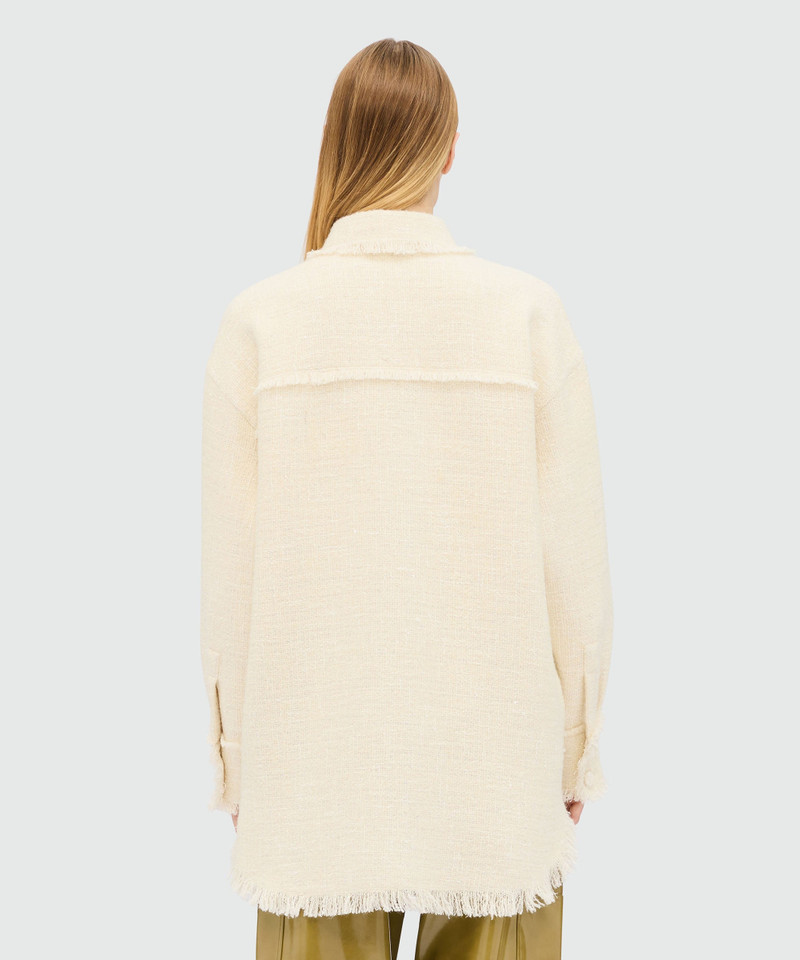Ivory bouclé shirt with micro sequins 3