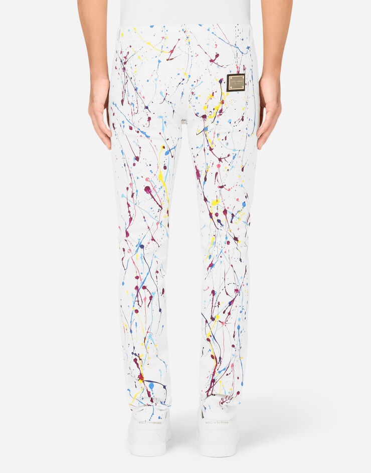 White skinny jeans with color splash print - 2