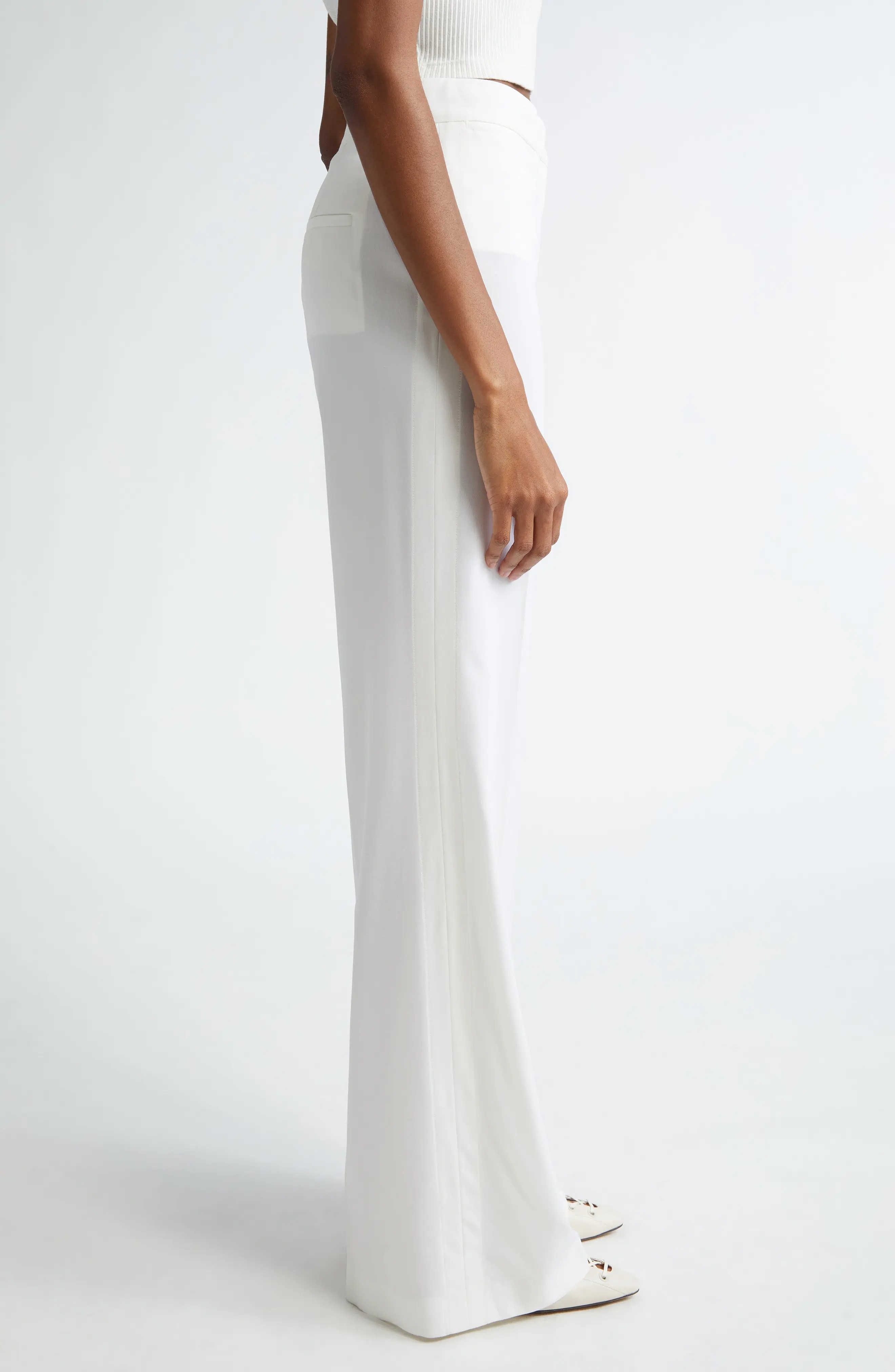Iconic Stretch Wool Flare Leg Pants - 3