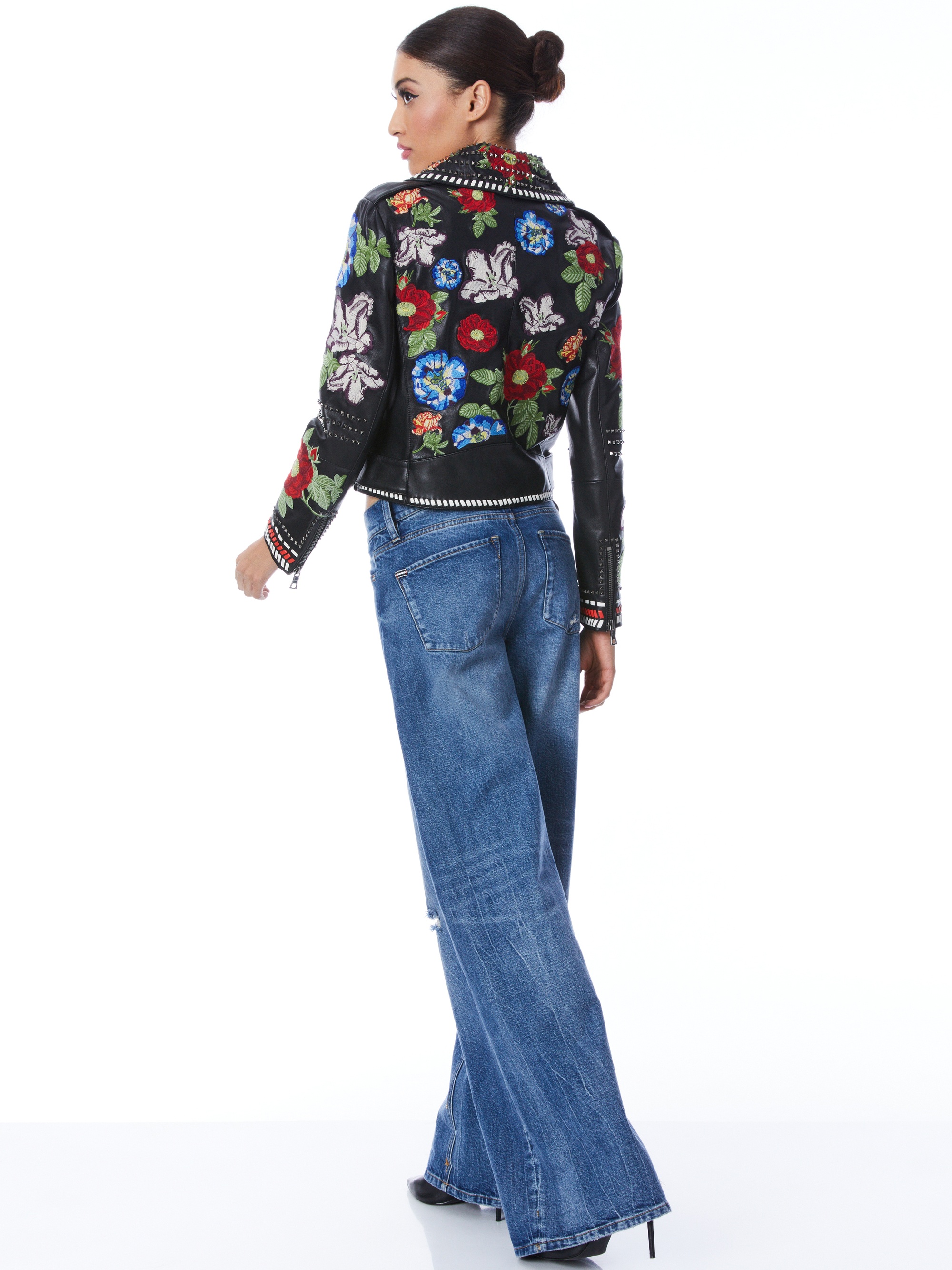 CODY EMBROIDERED LEATHER MOTO JACKET - 3