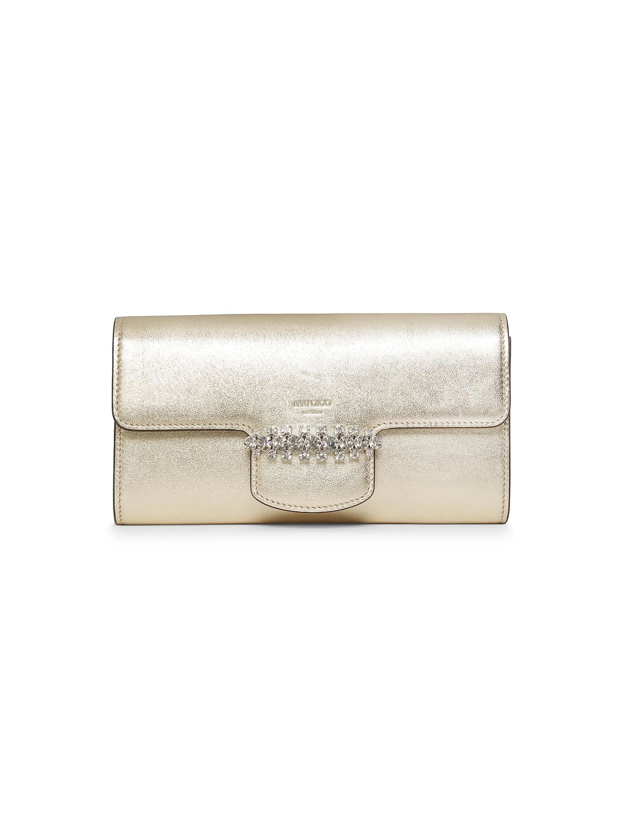 Women's Bing Metallic Leather Chain Wallet - Soft Gold Silver - 1
