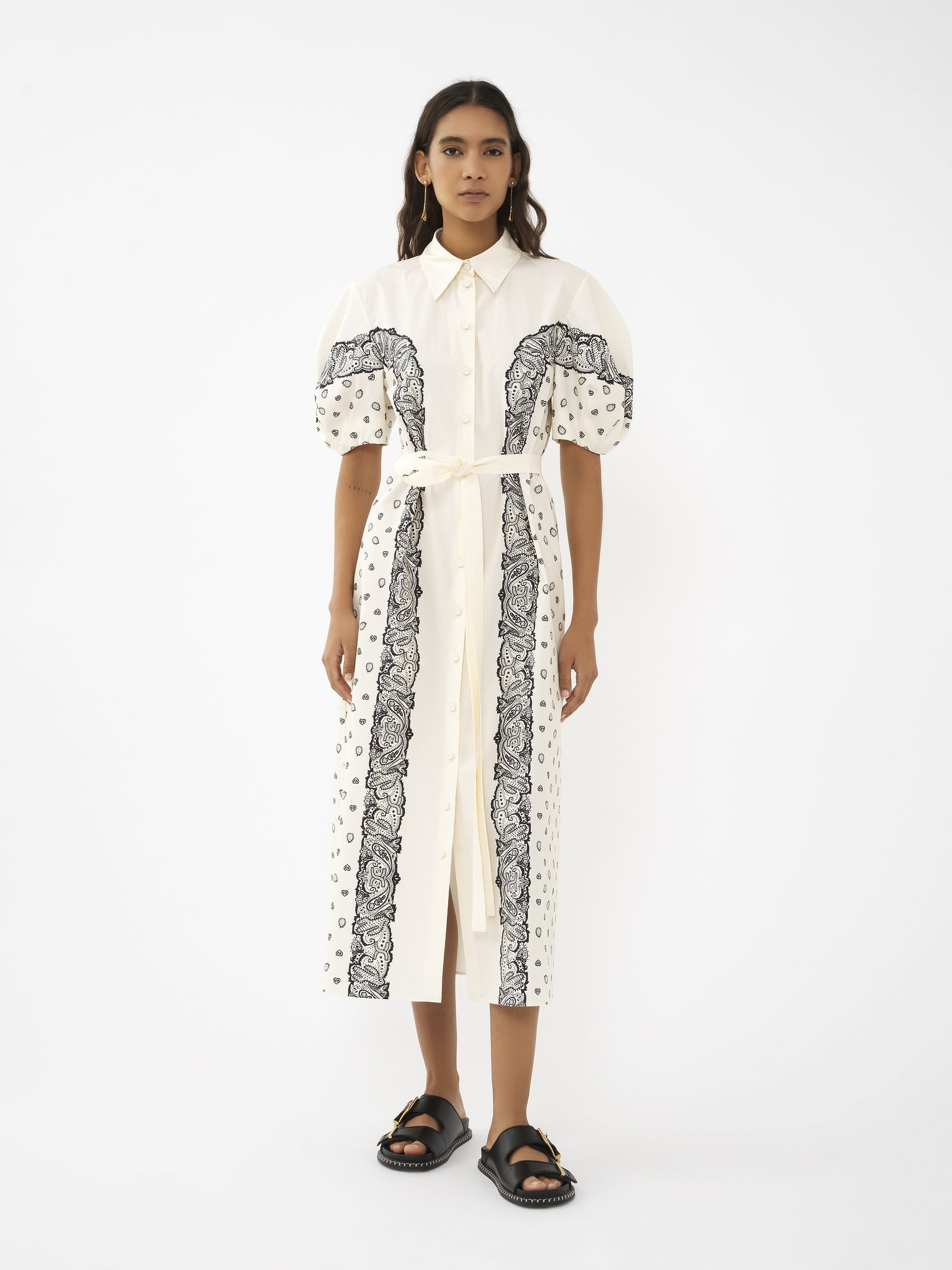 PRINTED BALLOON-SLEEVE SHIRT DRESS - 7