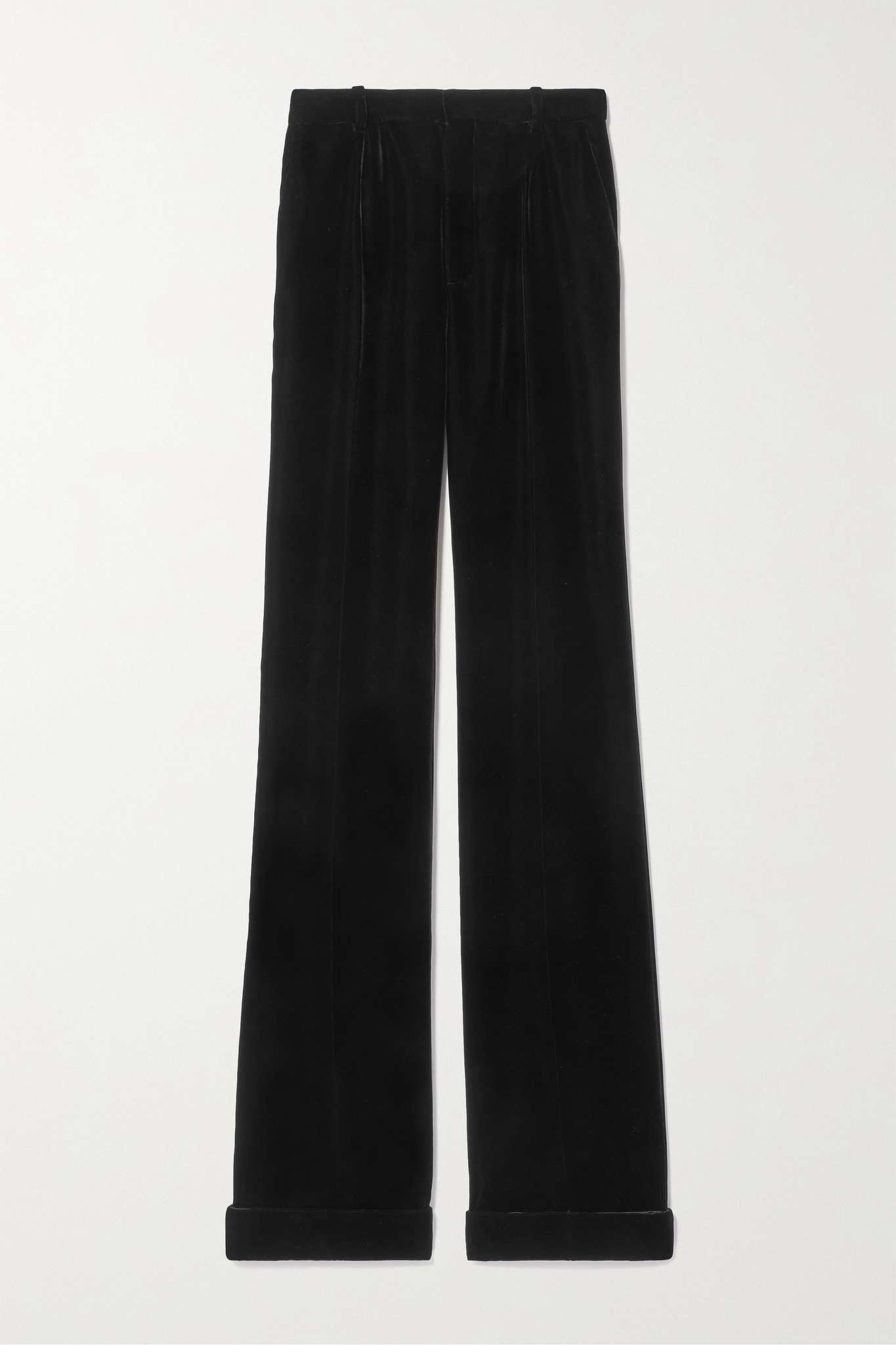 Pleated velvet flared pants - 1