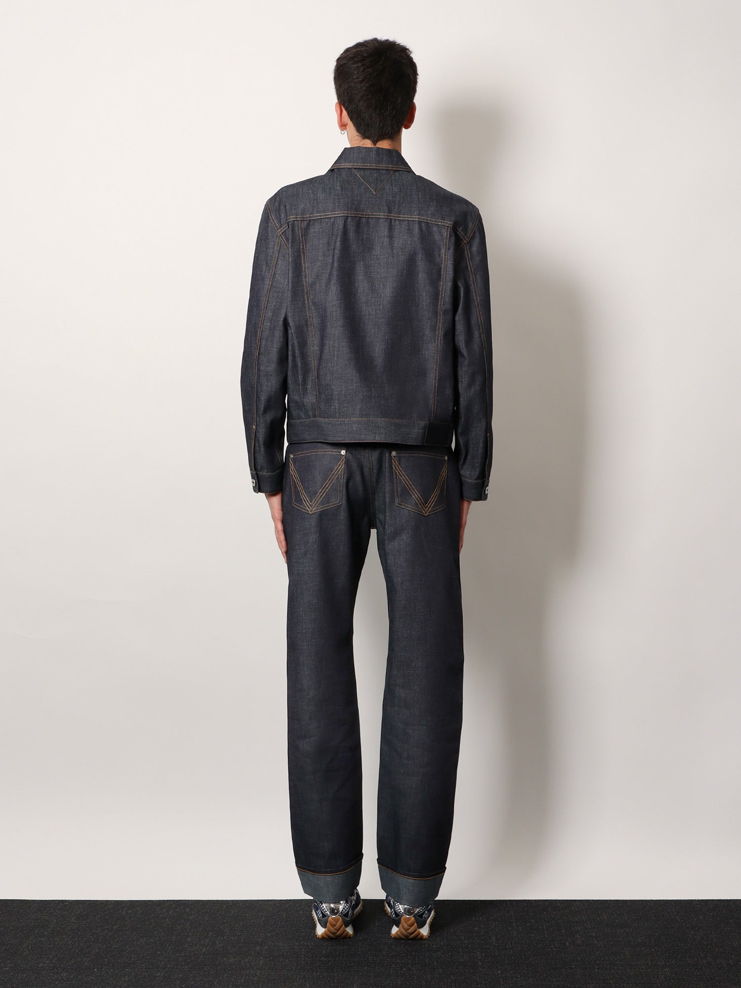 Bottega Veneta Men Indigo Wide Leg Jeans With Turn Ups - 3