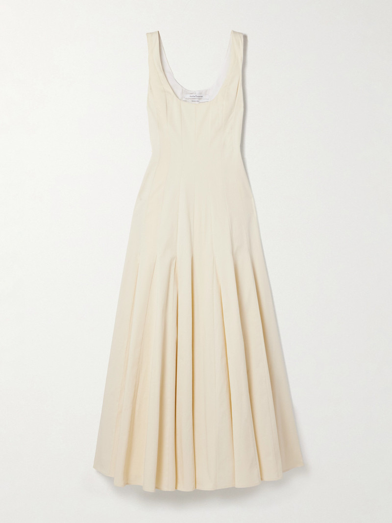 Pleated Organic Cotton-blend Gabardine Maxi Dress 1