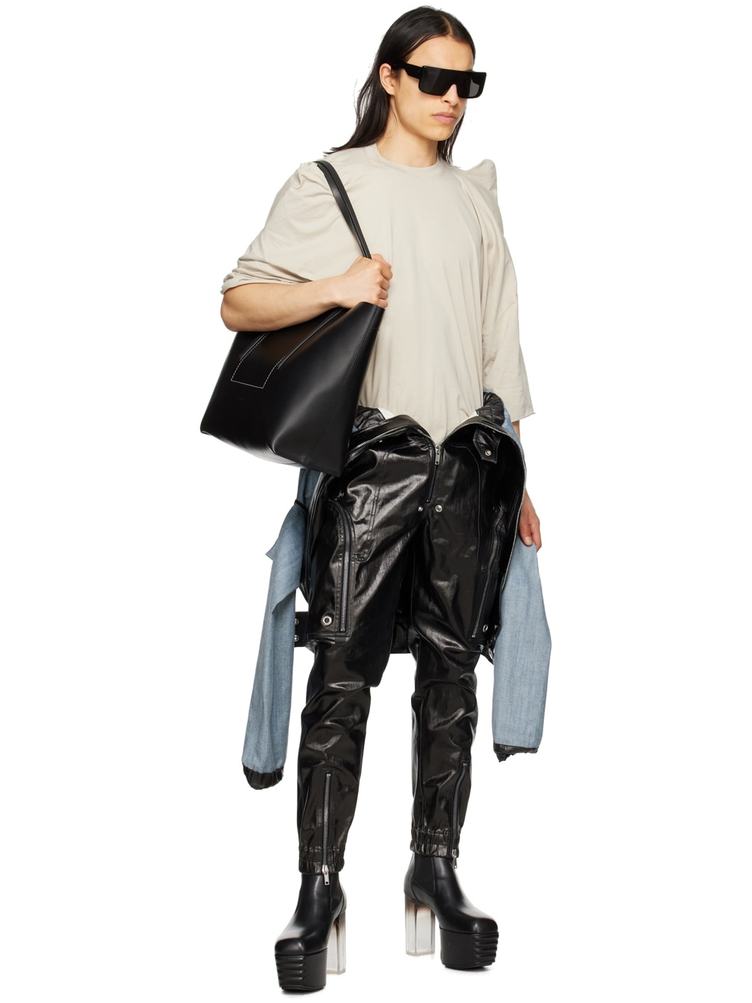 Black Bauhaus Denim Flightsuit - 4