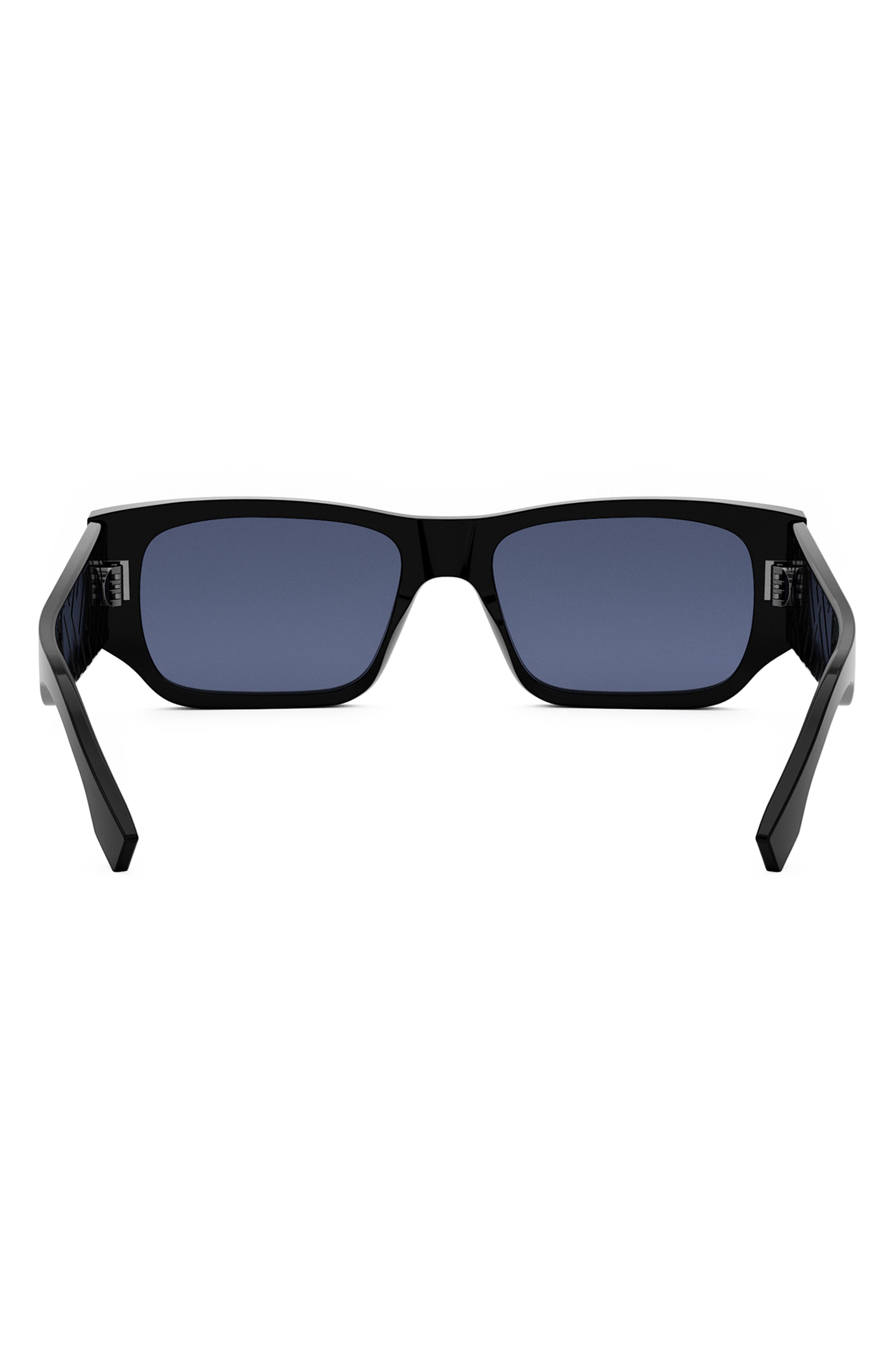 Fendi FF Squared 54mm Rectangular Sunglasses in Shiny Black /Blue at Nordstrom - 5