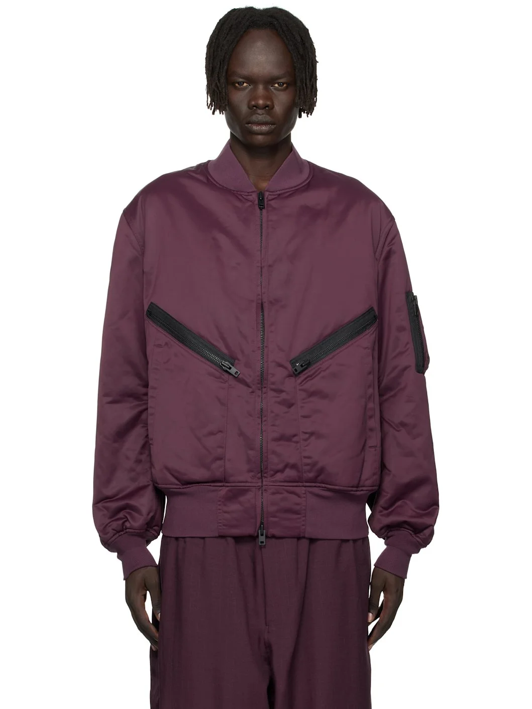 Burgundy Insulated Bomber Jacket - 1