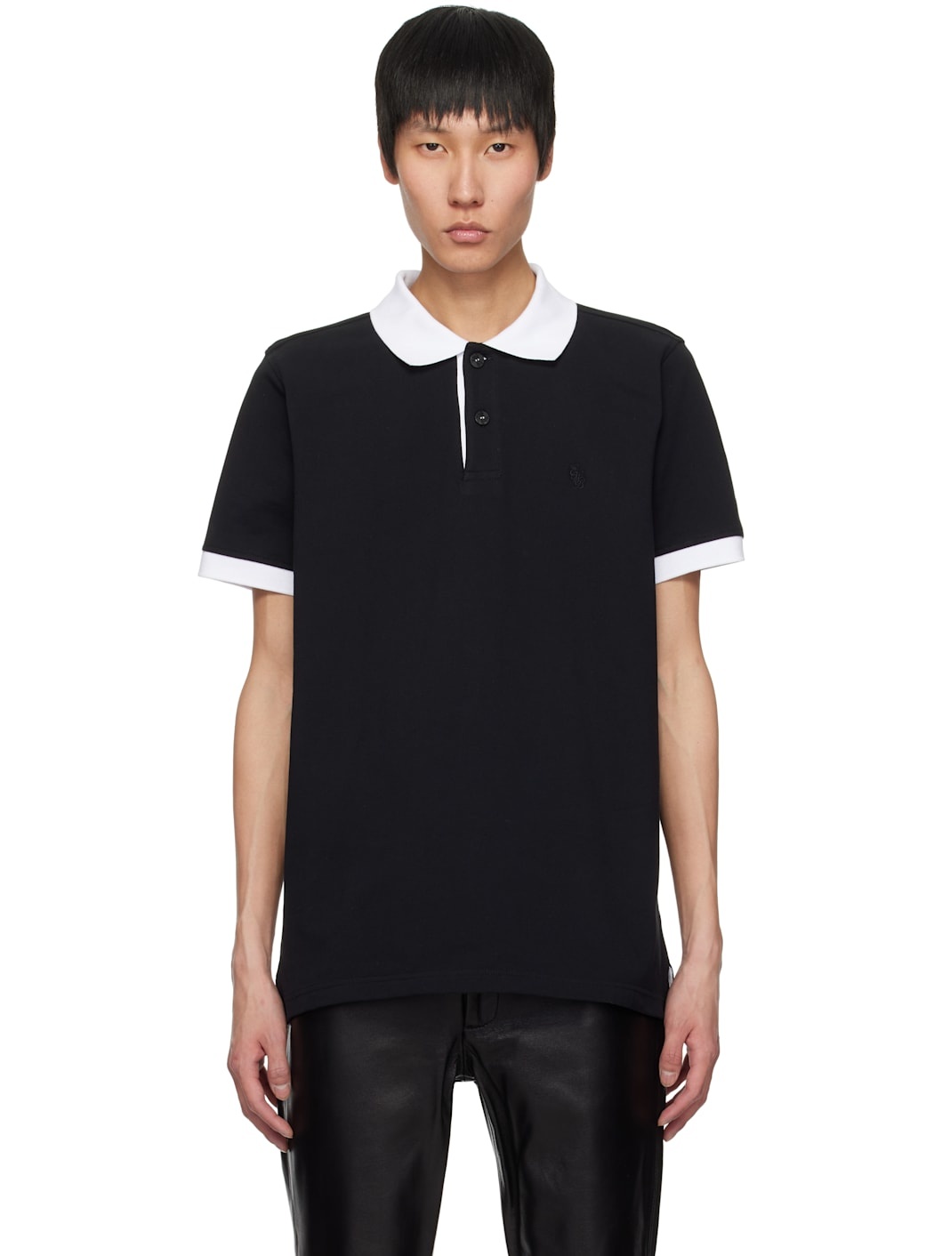 Black Embroidered Polo - 1
