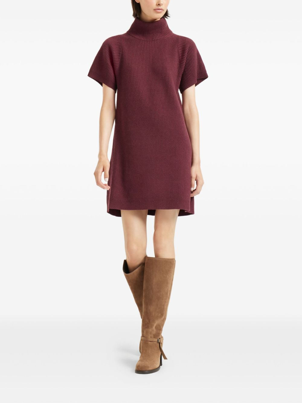 ribbed turtleneck mini dress - 3
