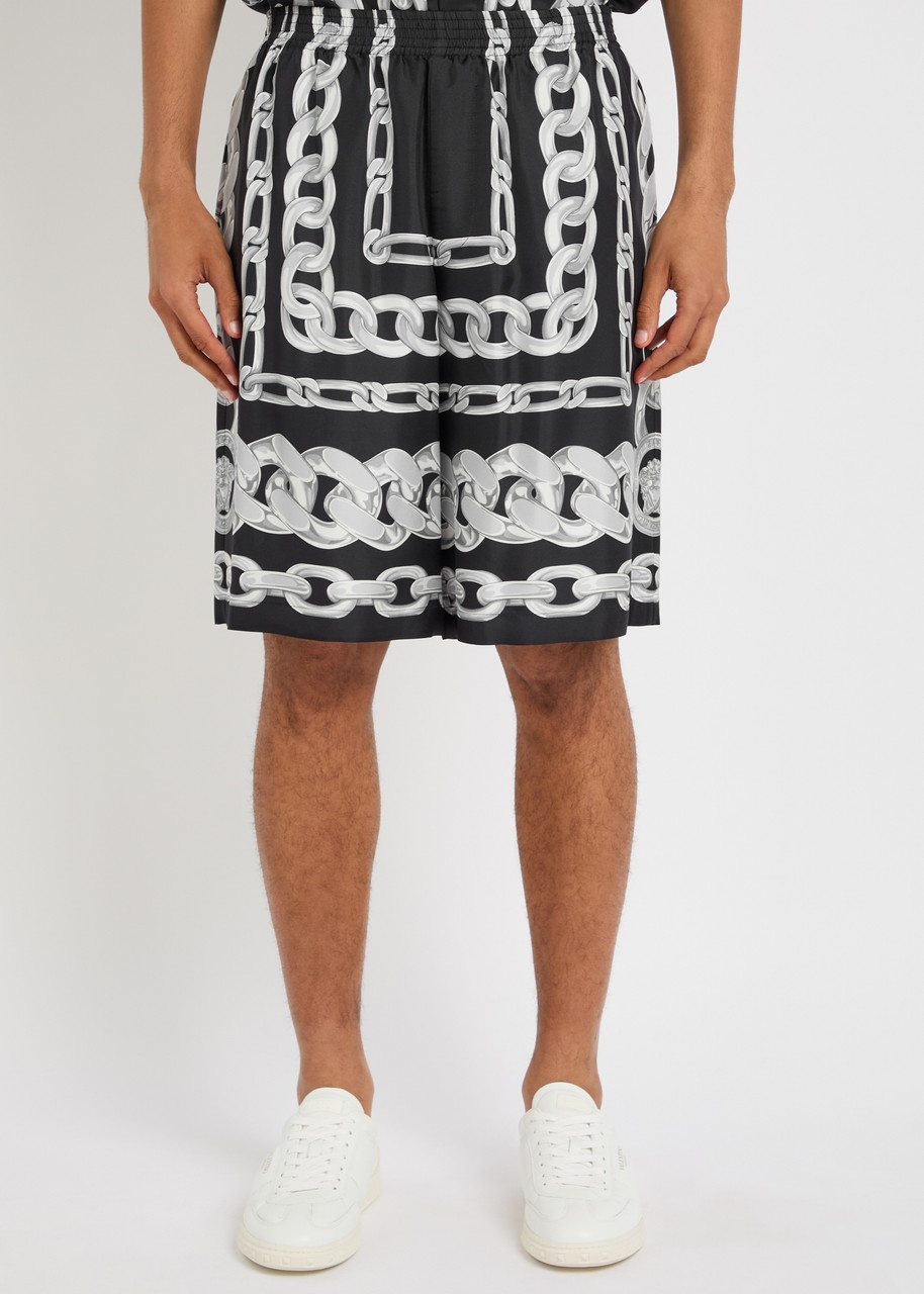 Versace Medusa Chains Silk-twill Shorts - 2
