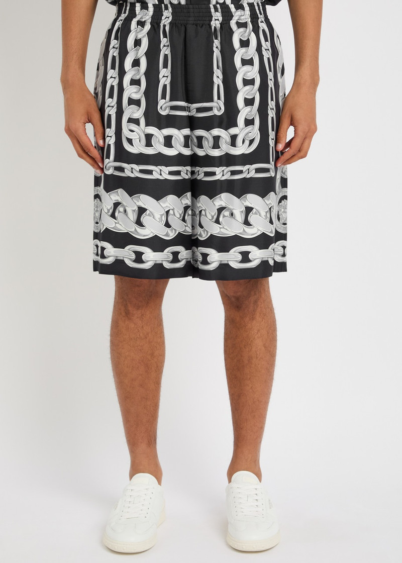 VERSACE Versace Medusa Chains Silk-twill Shorts outlook