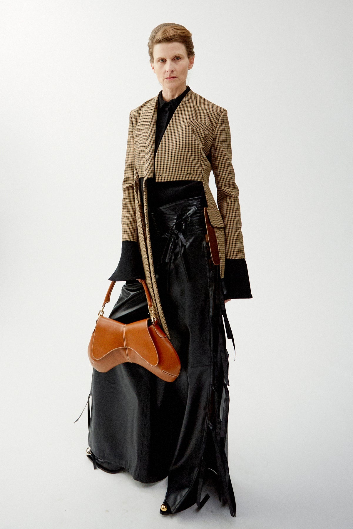 WIDE LEG PANTS WITH SIDE TIES BLACK - 14
