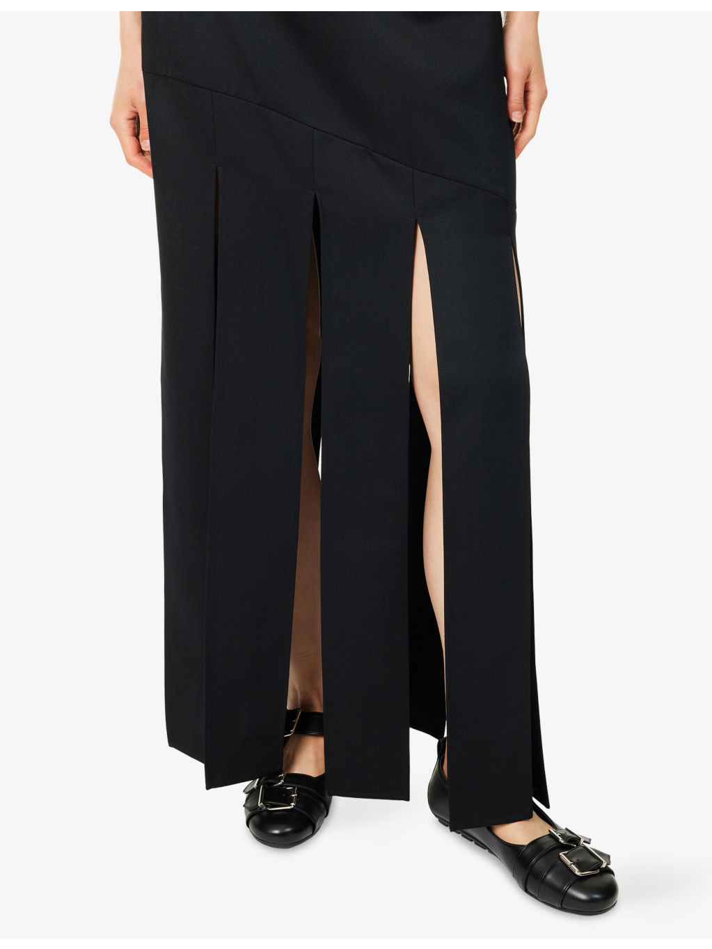 Bias Cut Multi-Slit Woven Maxi Skirt - 5