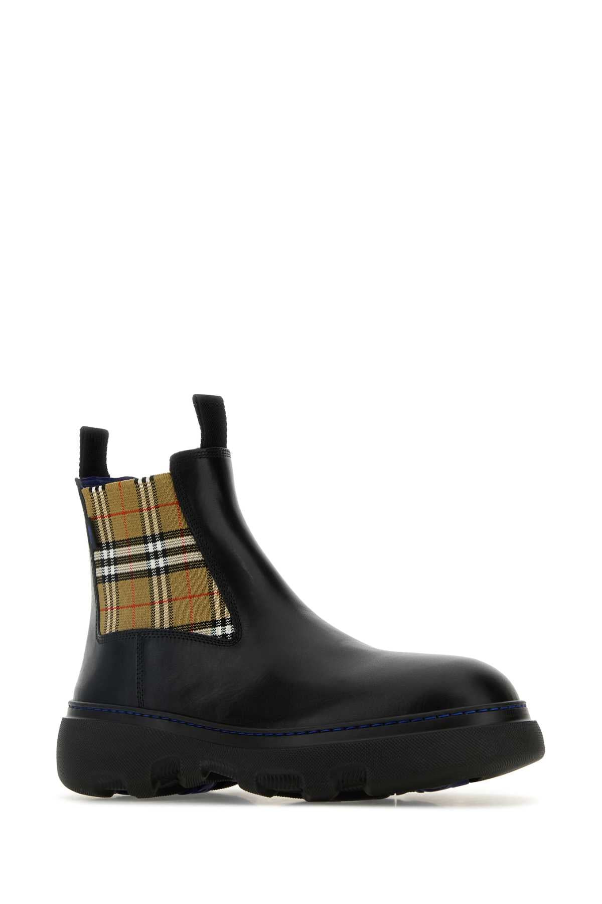 Burberry Men Black Leather Ankle Boots - 2