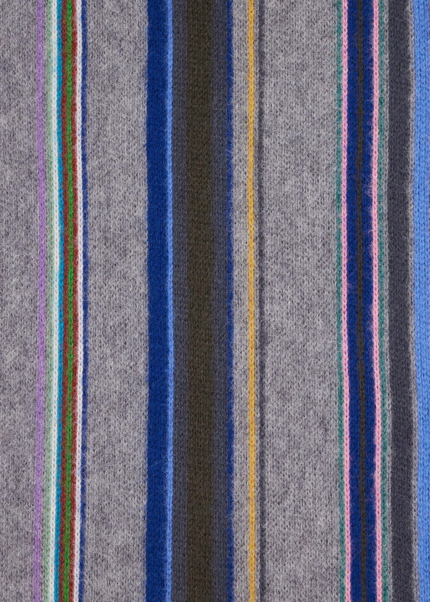 Grey Merino Wool Multistripe Scarf - 3
