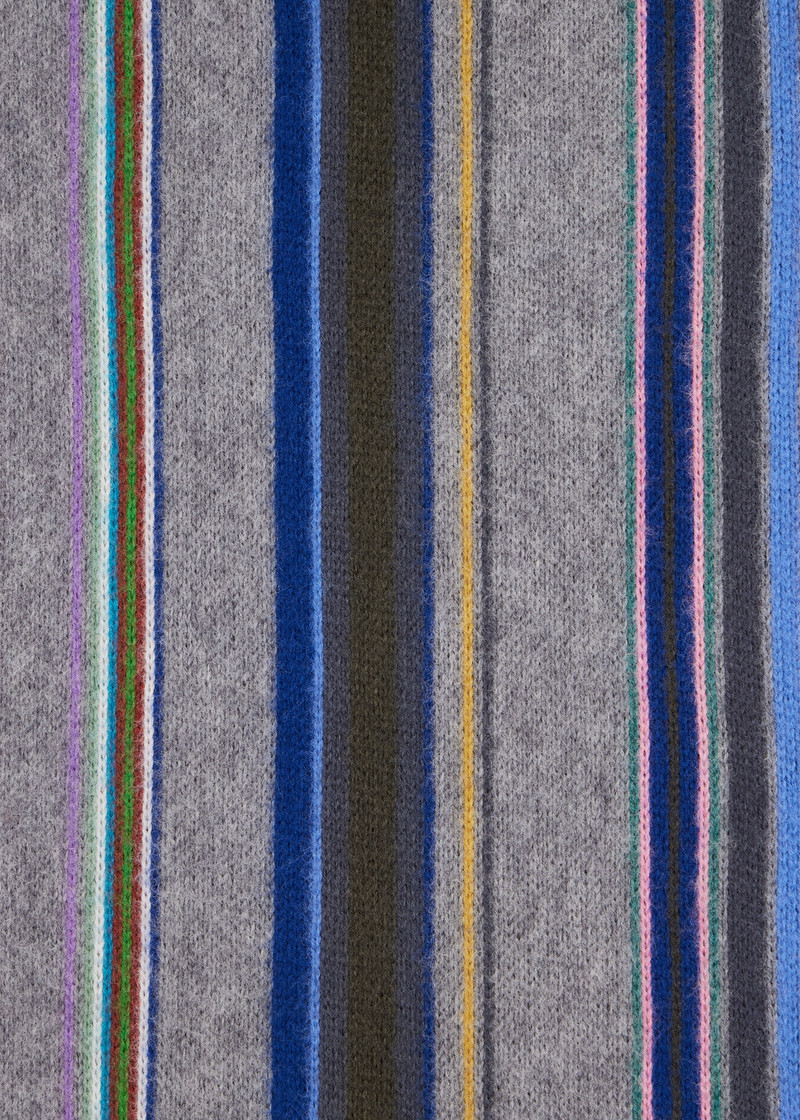 Grey Merino Wool Multistripe Scarf 3