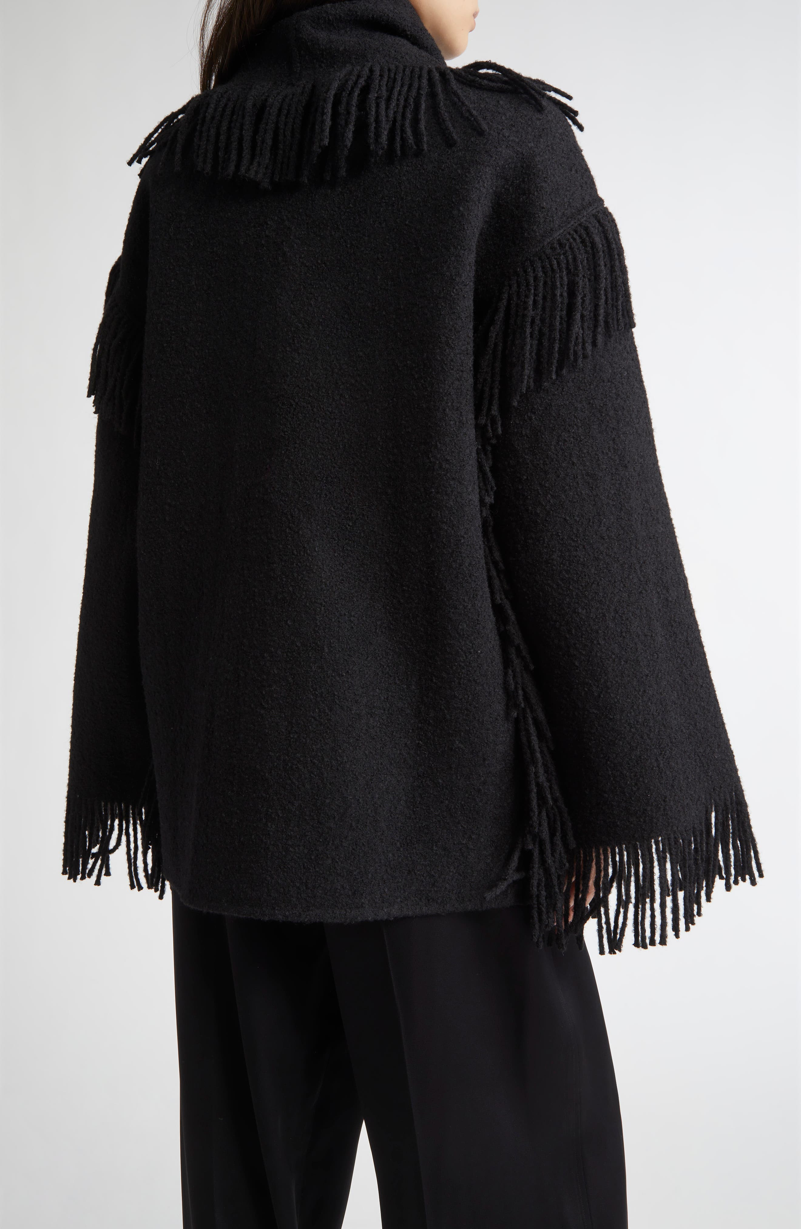 TOTEME Double Face Wool Blend Scarf Jacket in Black at Nordstrom - 3
