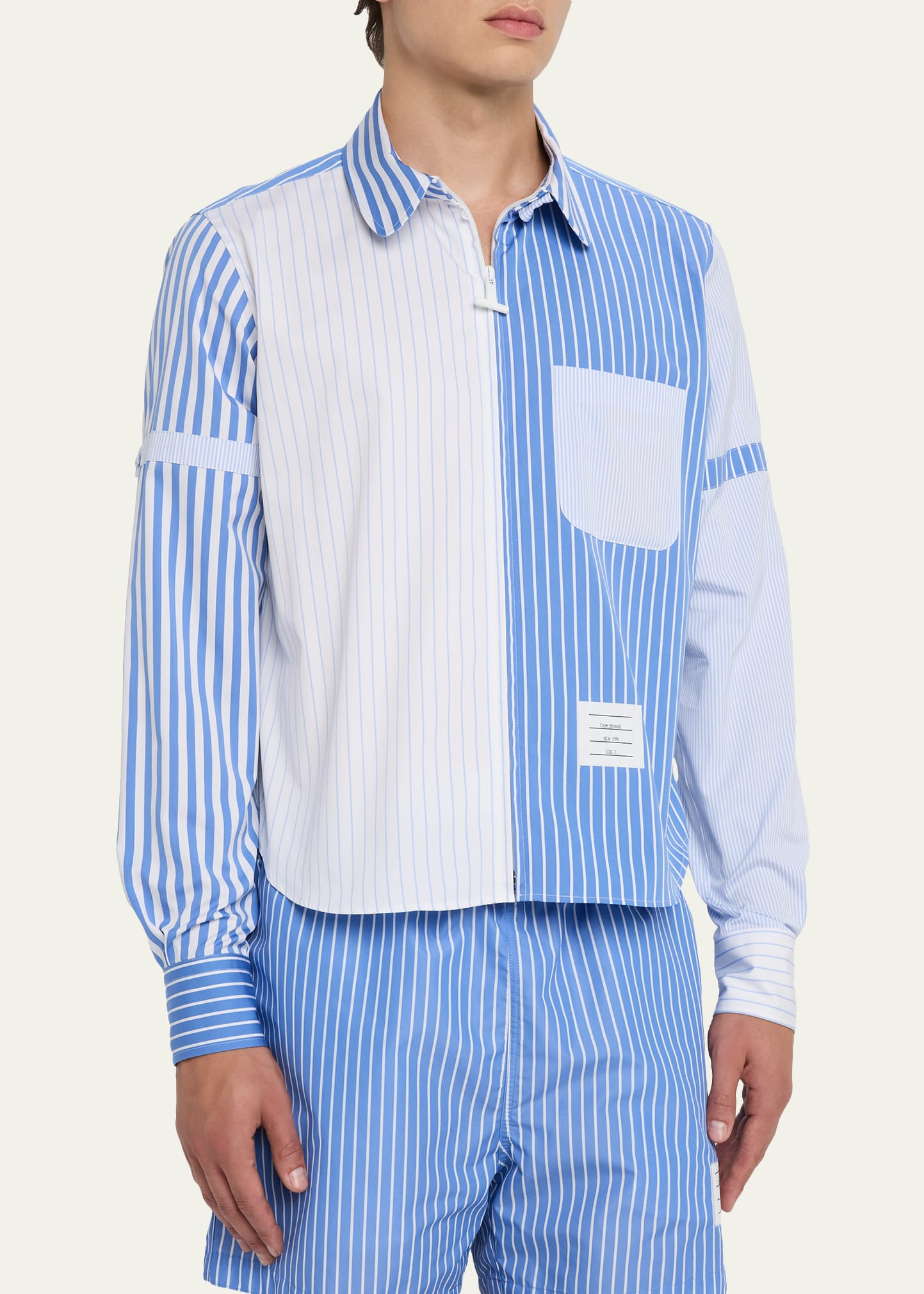 Men's Poplin Funmix Stripe Full-Zip Overshirt - 4