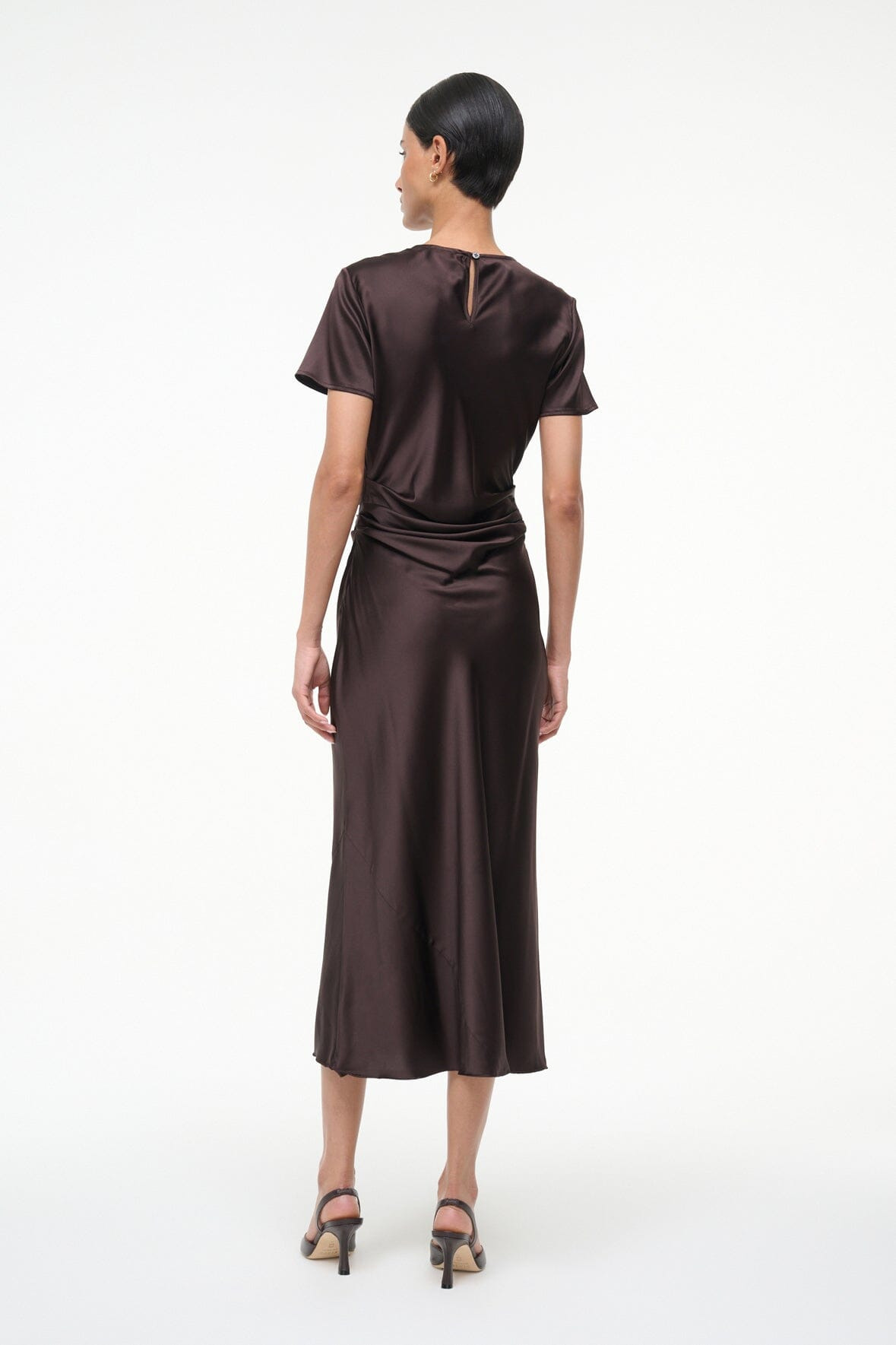 STAUD MARCEL SILK DRESS EARTH - 6