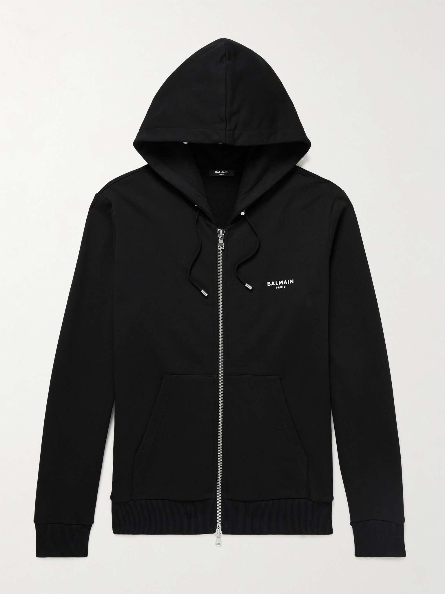 Logo-Flocked Cotton-Jersey Zip-Up Hoodie - 1