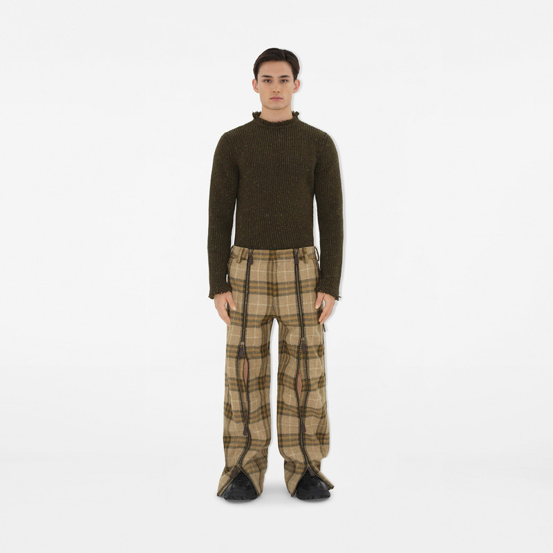 Burberry Check Wool Zip Trousers outlook