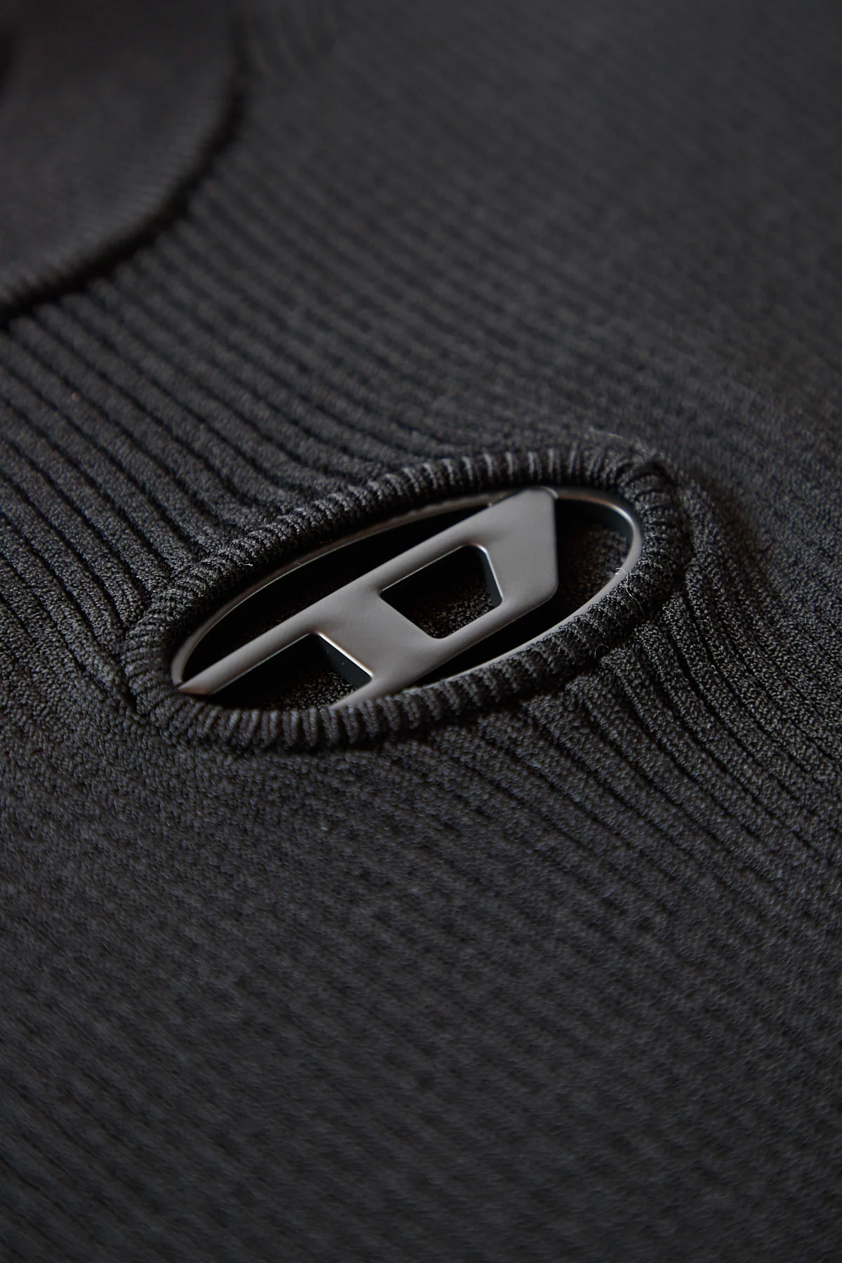 Diesel Ribbed Logo Crewneck Sweater Black - 3